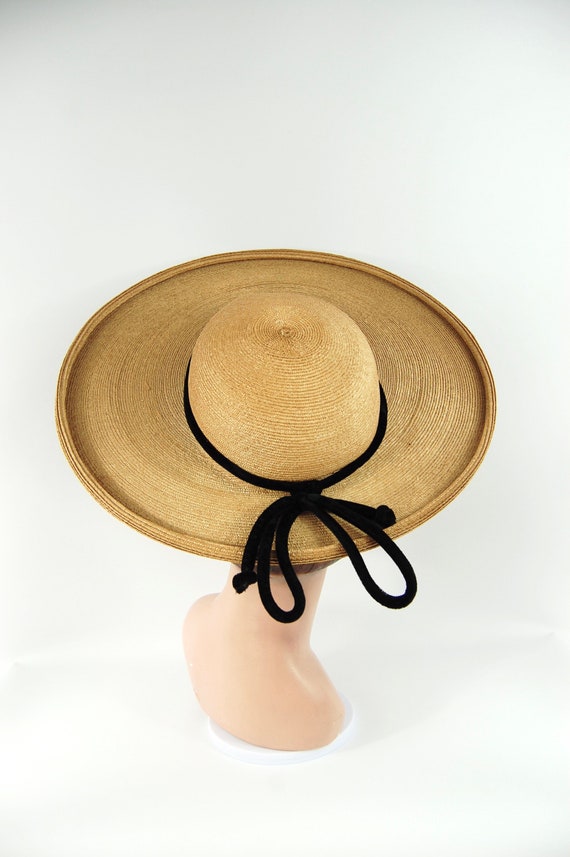 1940s Wide Brimmed Straw Picture Hat / Natural Str