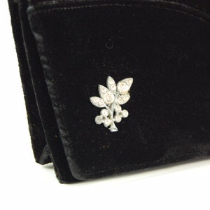 1940s 1950s Clutch Purse / Black Velvet Rhinestone Paris image 3