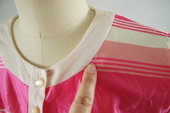 Mid 1960s Day Dress / 28 - 29 waist / Pink White … - image 5