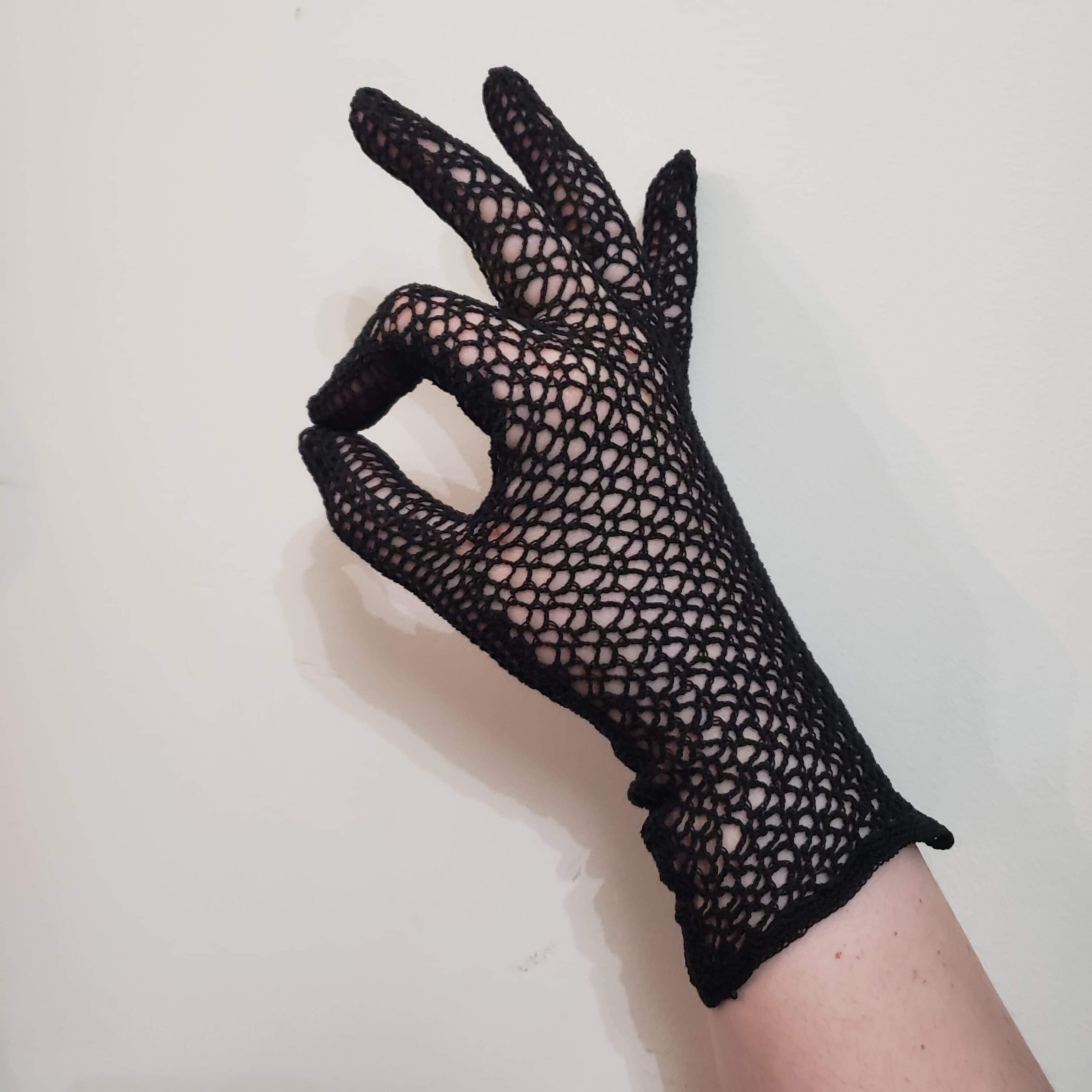 1950s Black Gloves / Size 7 / Mesh Black Ladies Gloves Etsy