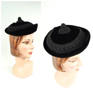Vintage Roberta Bernays Italy Women\'s Riviera Velour Pillbox Hat Black Mink Roberta Bernays Hat - Etsy main image 4