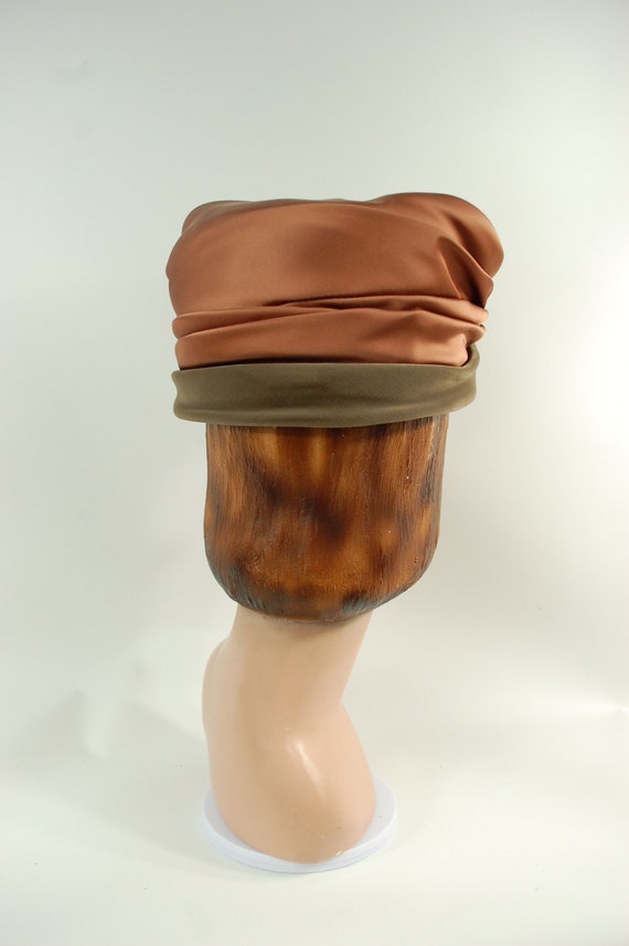 1960s Brown Velvet and Satin Turban Style Hat - M… - image 6