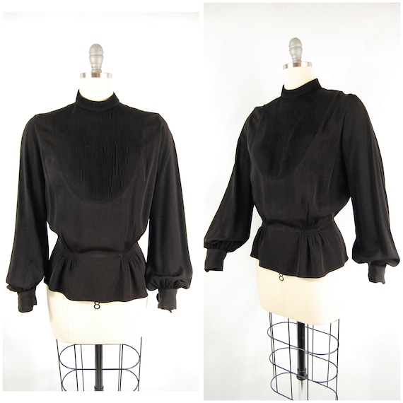 30s 40s Rayon Blouse / 38 Bust / Del-mar Balloon S