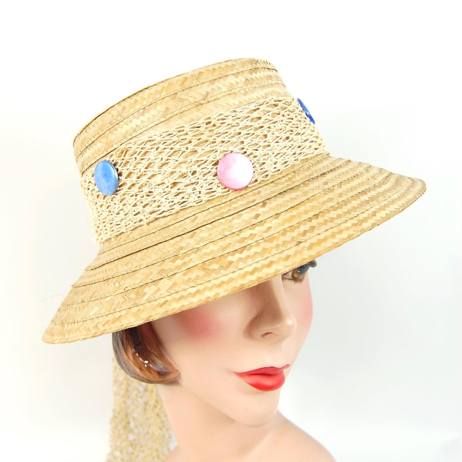 1950s Straw Beach Hat / Nautical Kitschy Pool Party Beach Etsy