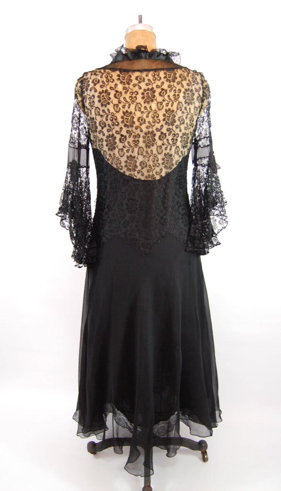 20s 30s Black Lace Flapper Dress - Gothic / 37 Bu… - image 7
