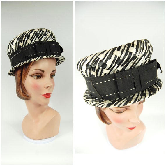 60s Straw Cap with Small Brim - Straw High Crown P