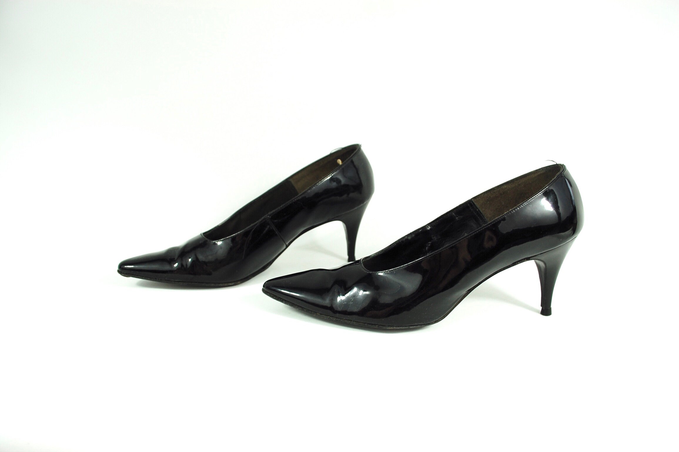 Jaren 1960 Zwart Lakleren Pumps / sz 6 B / Quali Craft Hoge - Etsy België