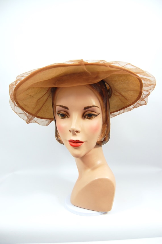 1940s Wide Brimmed Straw Picture Hat / Norman Dur… - image 5