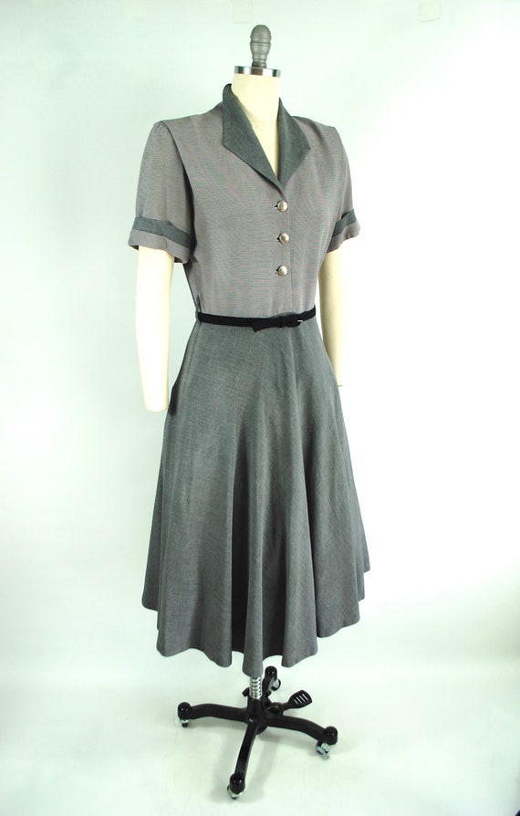 1940s 1950s Pinstriped Day Dress / 30 Waist / Lat… - image 6