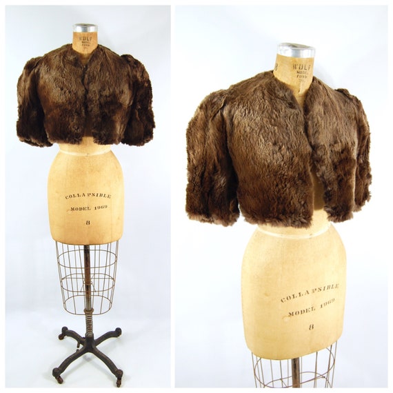 1930s Cropped Fur Bolero Jacket / 34 36 bust / Sho