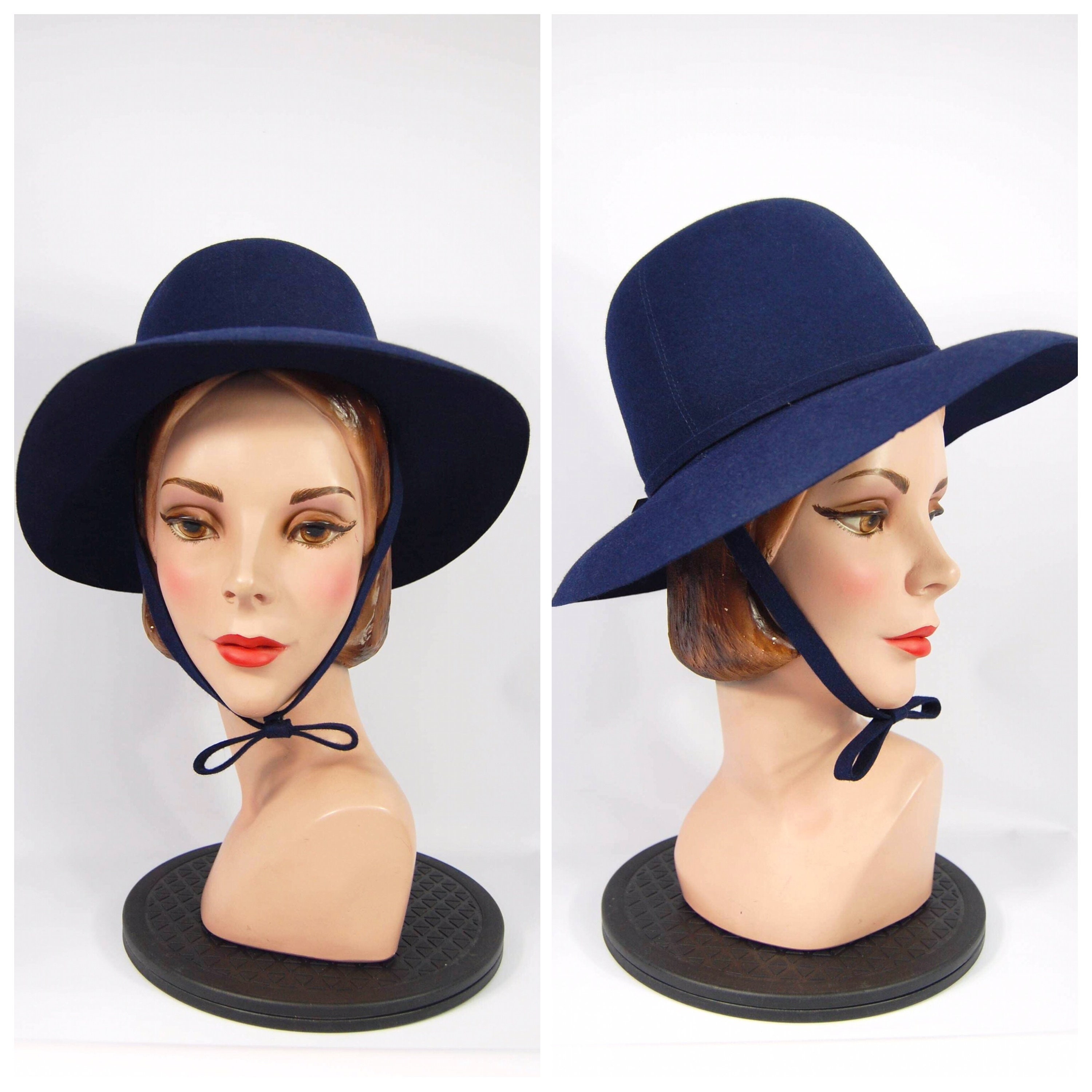 ADOLFO II NEW YORK PARIS WOOL BLUE HAT PREOWNED WHITE BRIM GOLD CHAIN LINK Adolfo Hat - Etsy main image 2