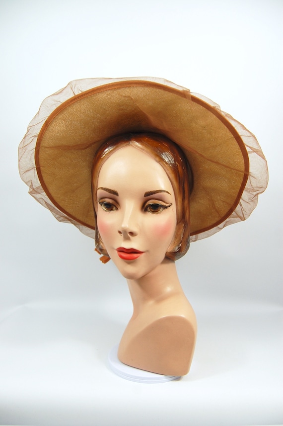 1940s Wide Brimmed Straw Picture Hat / Norman Dur… - image 1