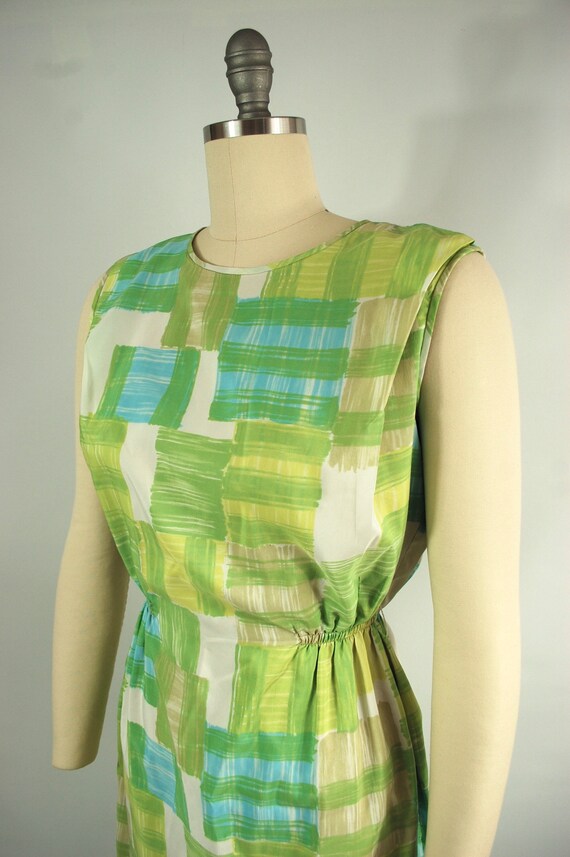 Early 1960s Colorblock Day Dress / 26 - 32 Elasti… - image 7