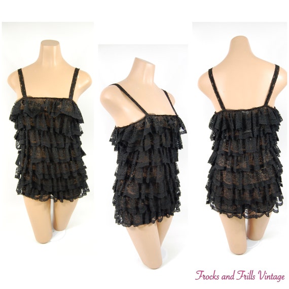 60s Black Lace Bodysuit by Teri Morton / 34 - 36 /