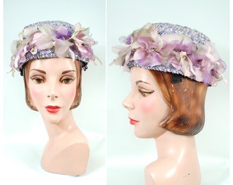 The Marvelous Mrs Maisel 1960s Hat / Purple Floral Straw Hat Movie memorabilia TV Show Prop