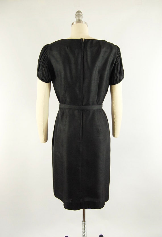 1950s Black Silk Wiggle Dress / 27 - 28 Waist / U… - image 8