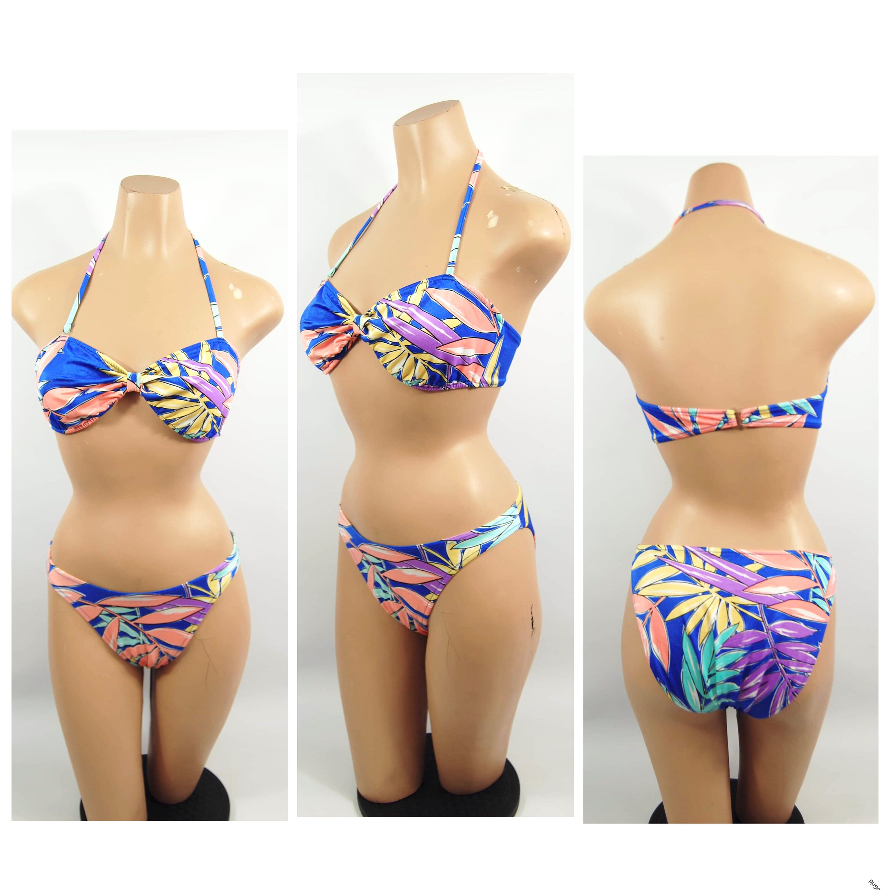 Women Halter Grid Ruffled Bikini Set Two-Piece Anime Swimsuit Beach Bathing  Suit