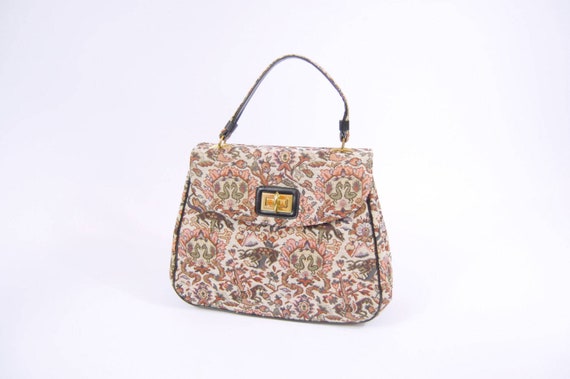 60s Large Tapestry Handbag - Carpet Bag - Colorful