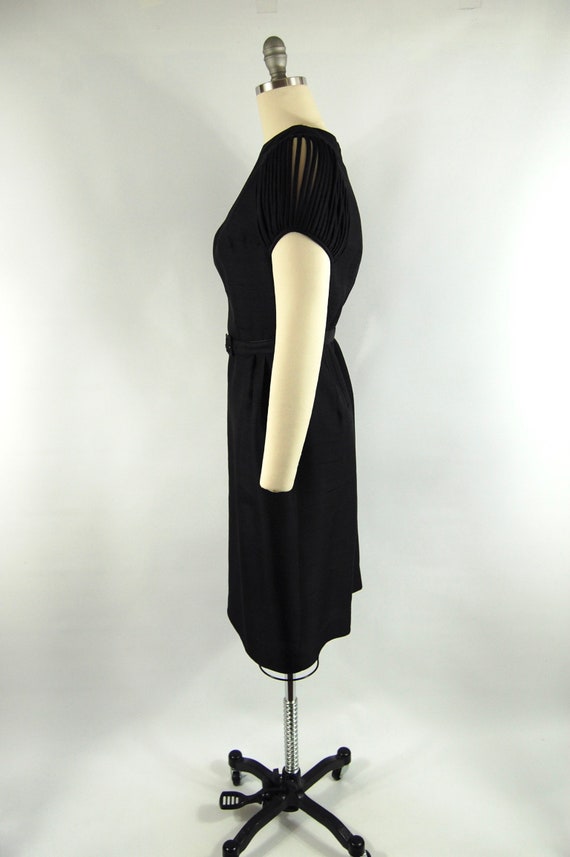 1950s Black Silk Wiggle Dress / 27 - 28 Waist / U… - image 6