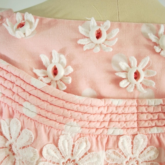 1950s Pink Polka Dotted Sun Dress / 30 Waist / Pa… - image 2