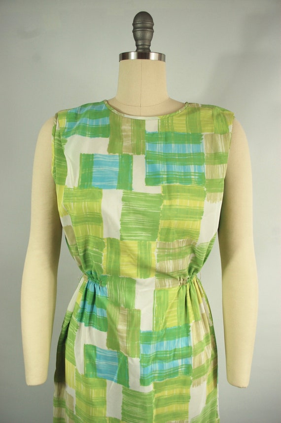 Early 1960s Colorblock Day Dress / 26 - 32 Elasti… - image 8