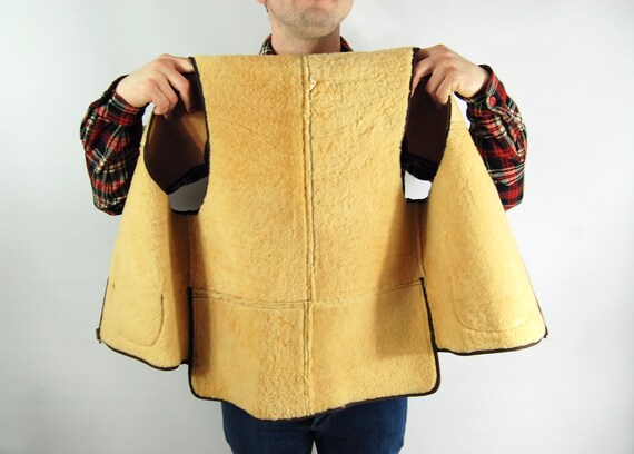 1970s Mens Suede and Fleece Vest / Medium Large /… - image 10