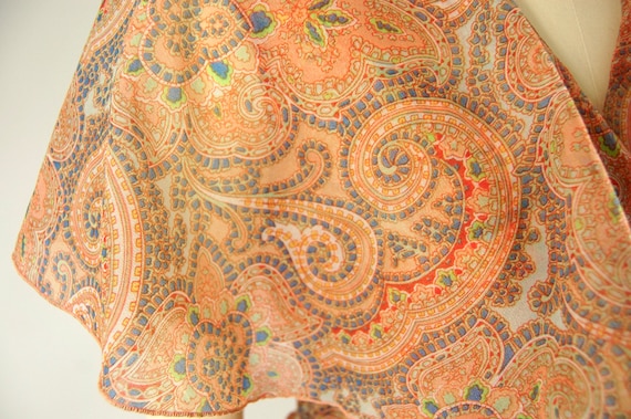 Early 1970s Sheer Paisley Wrap Top / Small / 70s … - image 2