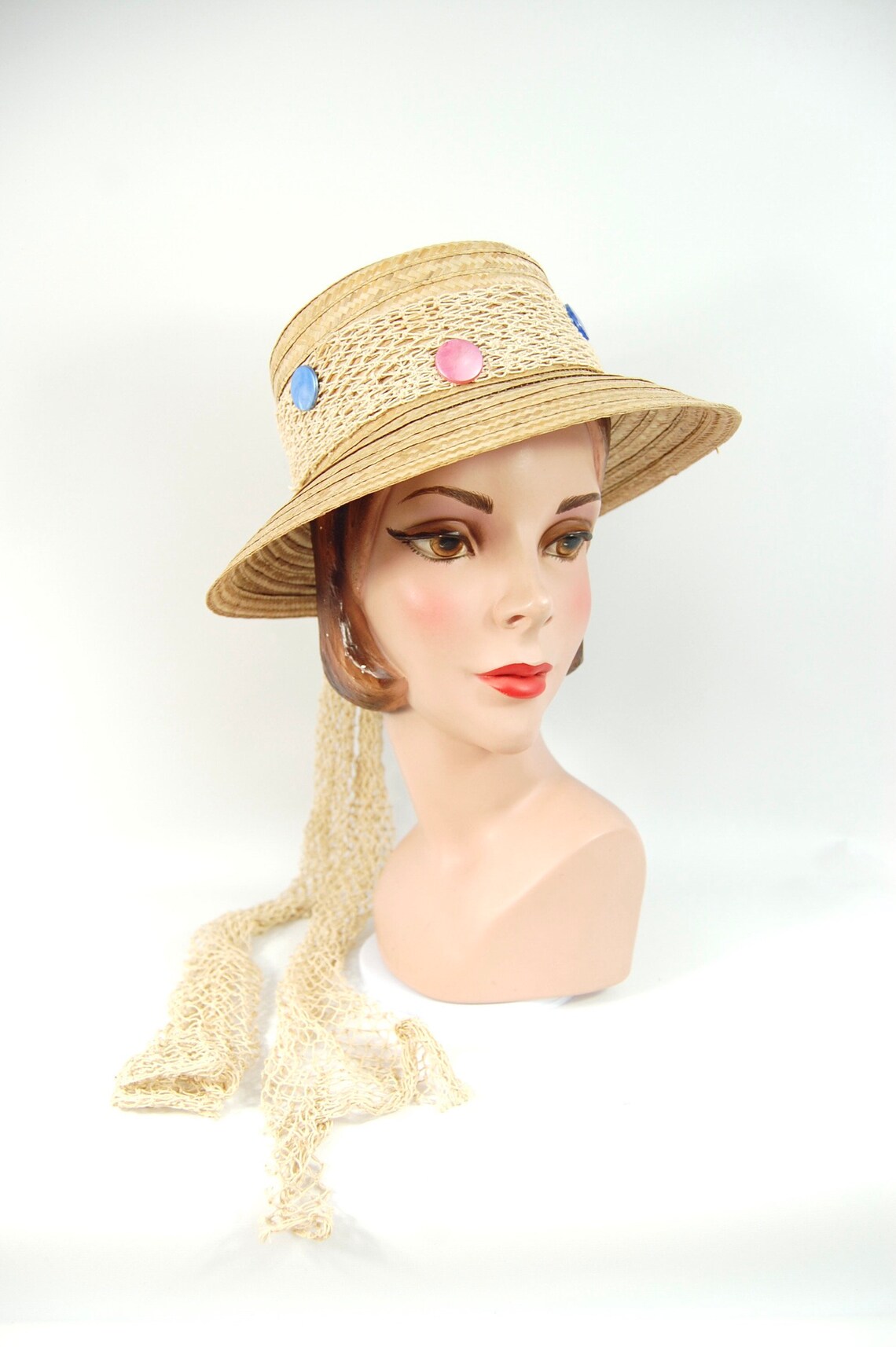 1950s Straw Beach Hat / Nautical Kitschy Pool Party Beach Etsy