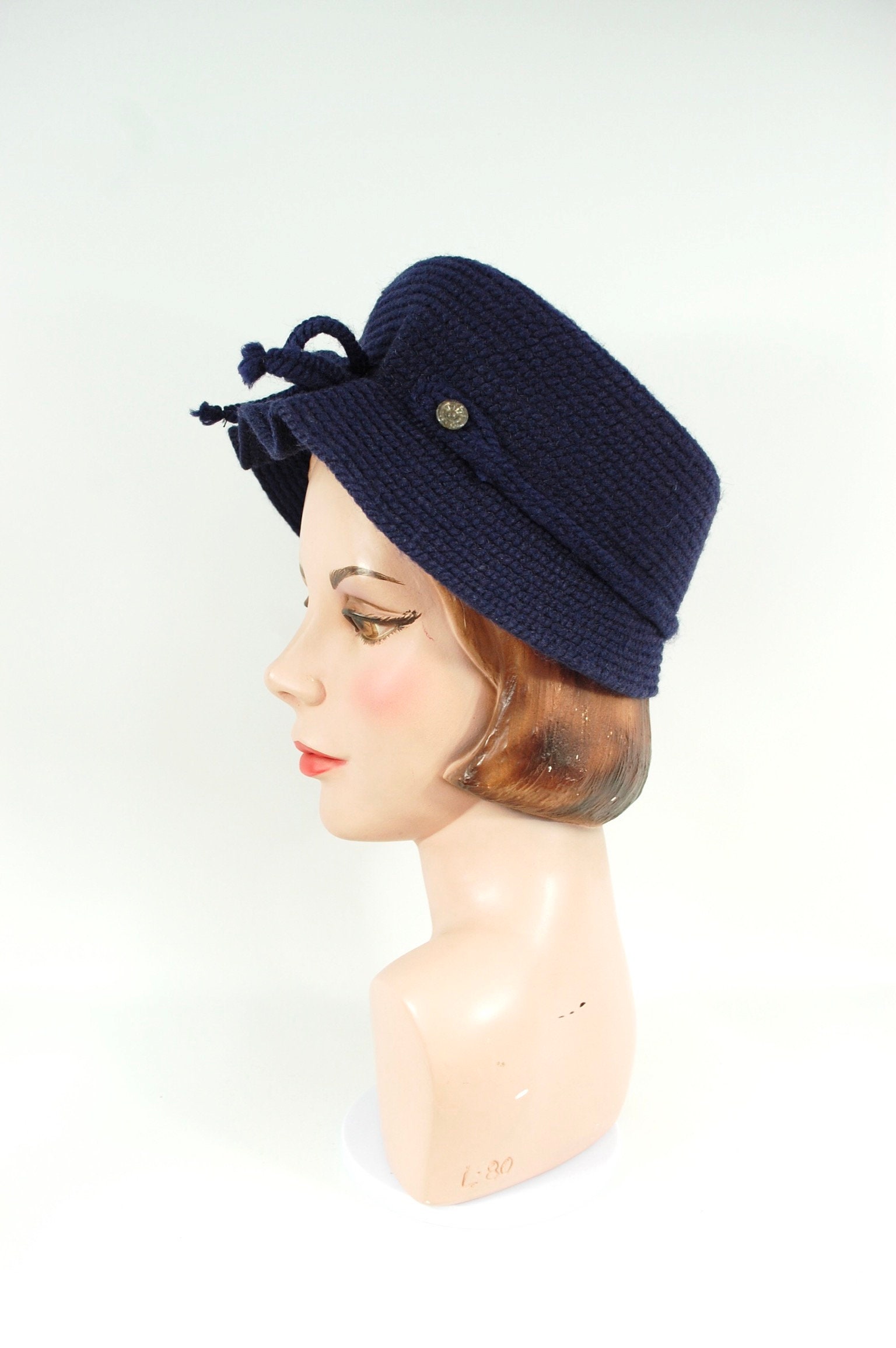 Vintage Everitt Cloche Hat? Vintage Everitt Woven Bucket Hat, Vintage Knit Hat, 1940s  main image 3