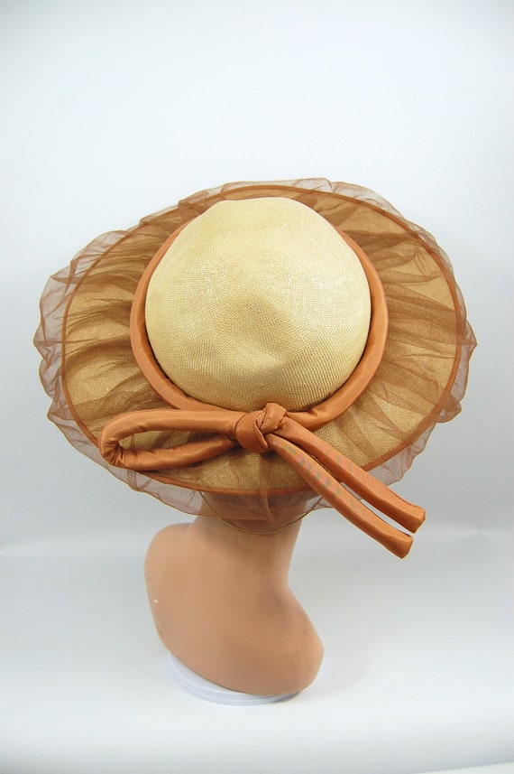 1940s Wide Brimmed Straw Picture Hat / Norman Dur… - image 3