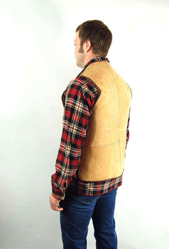 1970s Mens Suede and Fleece Vest / Medium Large /… - image 8