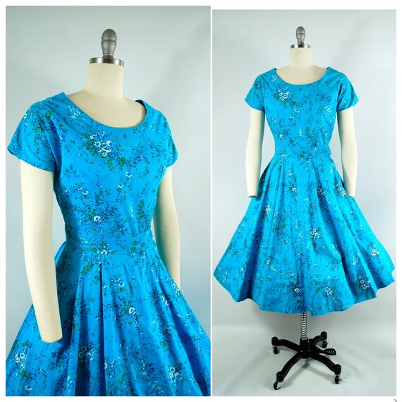 26 Waist / 1950s Skirt and Blouse Set / Turquoise… - image 1