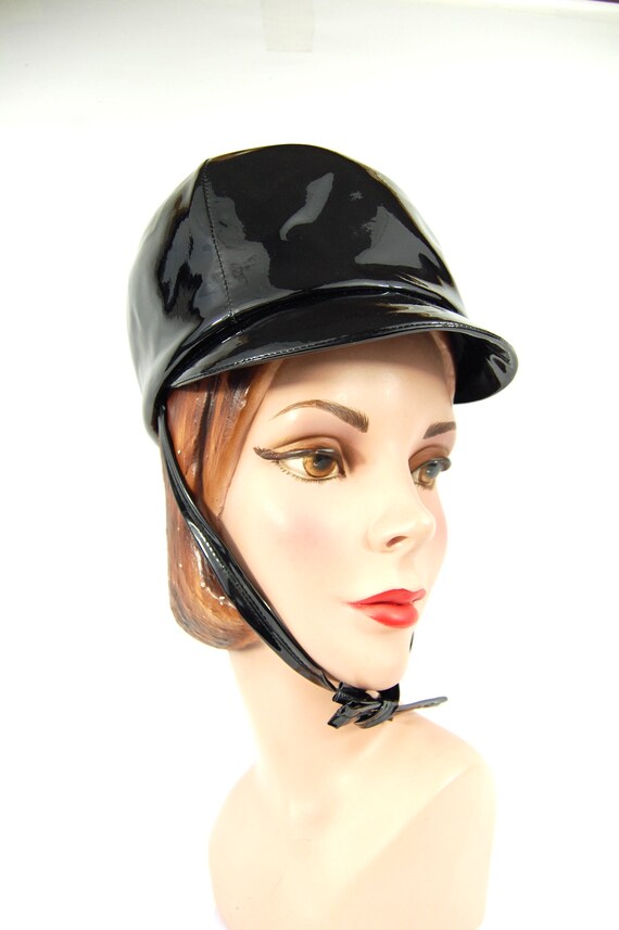 1960s MOD Vinyl Riding Helmet Style Hat / Ties Under … Gem