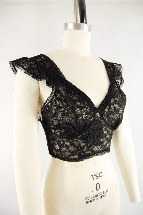 1930s Black Lace Camisole / Small - Medium / Ruff… - image 1