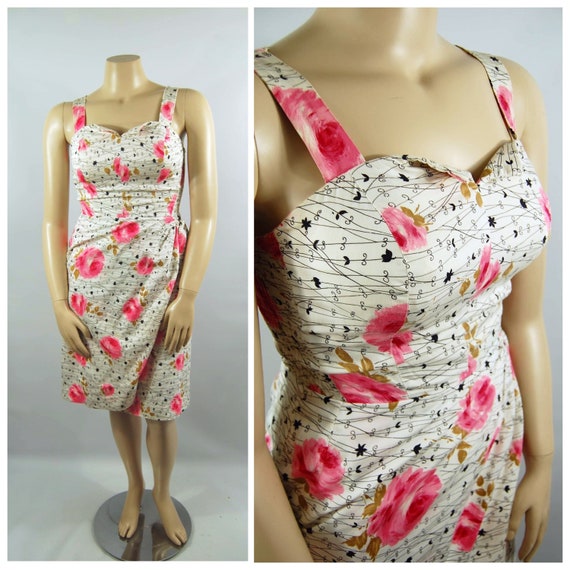 50s 60s Volup Play Suit Dress / 28 - 31 Waist / Pi