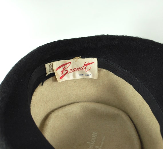 1960s Beige and Black Fur Felt Cloche Hat by Bran… - image 2