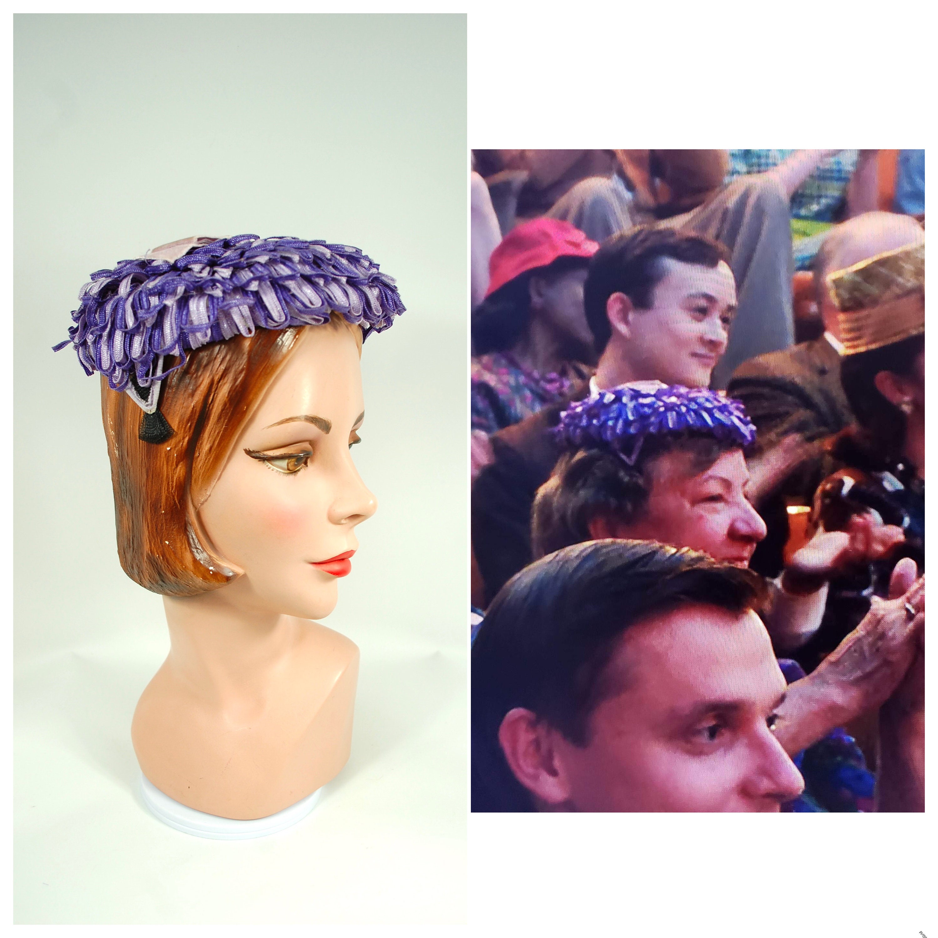 The Marvelous Mrs Maisel Wardrobe Hat / Late 1950s Purple 