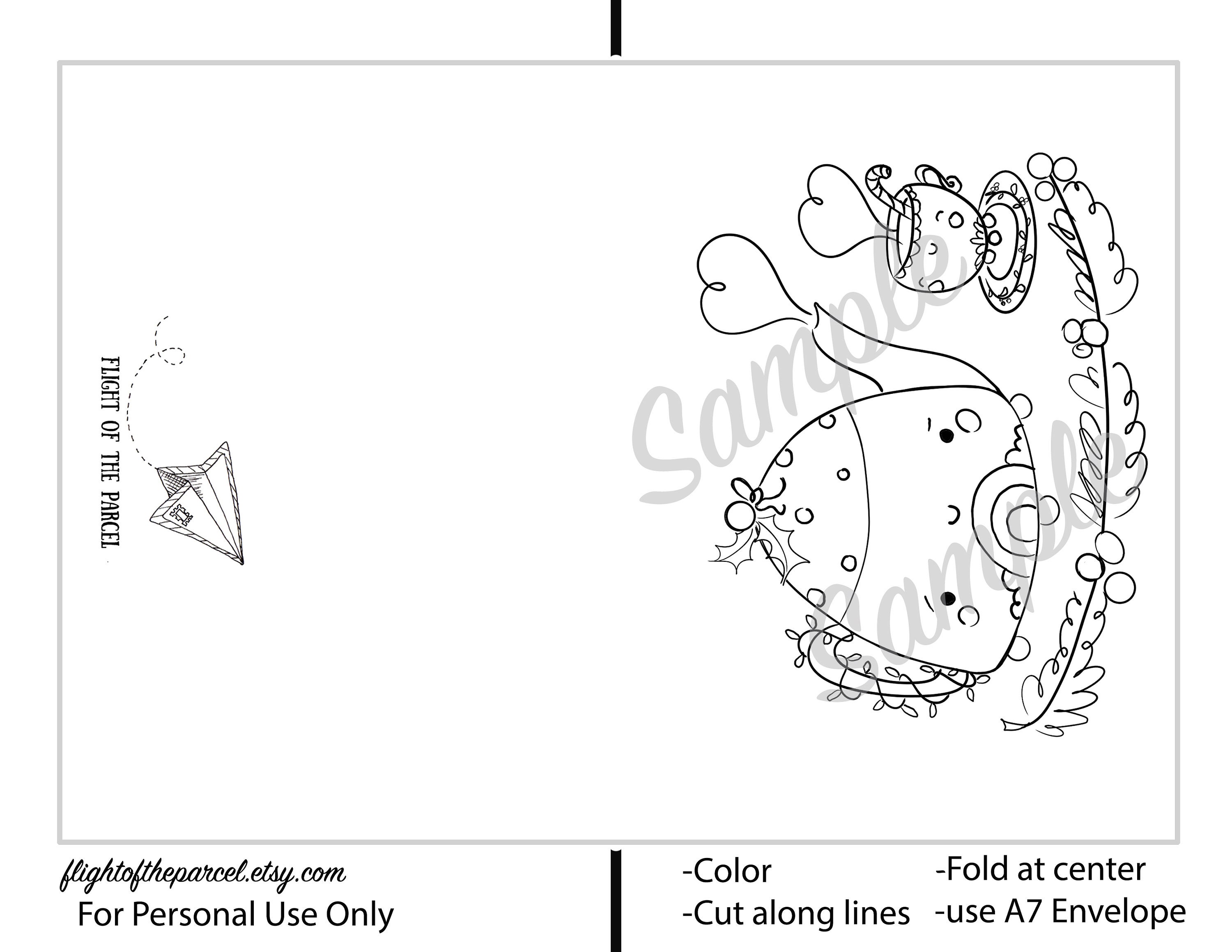 PRINTABLE Card coloring sheet card Downloadable PDF | Etsy