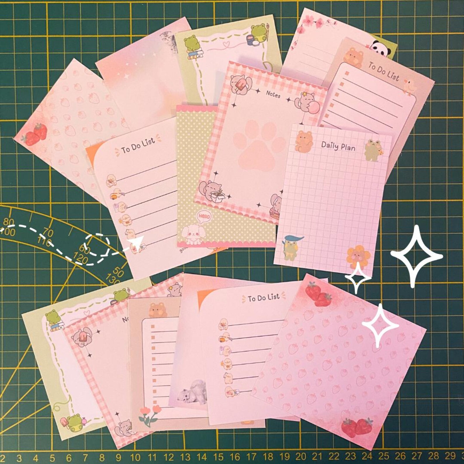 Cute Sticky Notes, Printable Kawaii Memo Pad With 10 Unique Designs ...