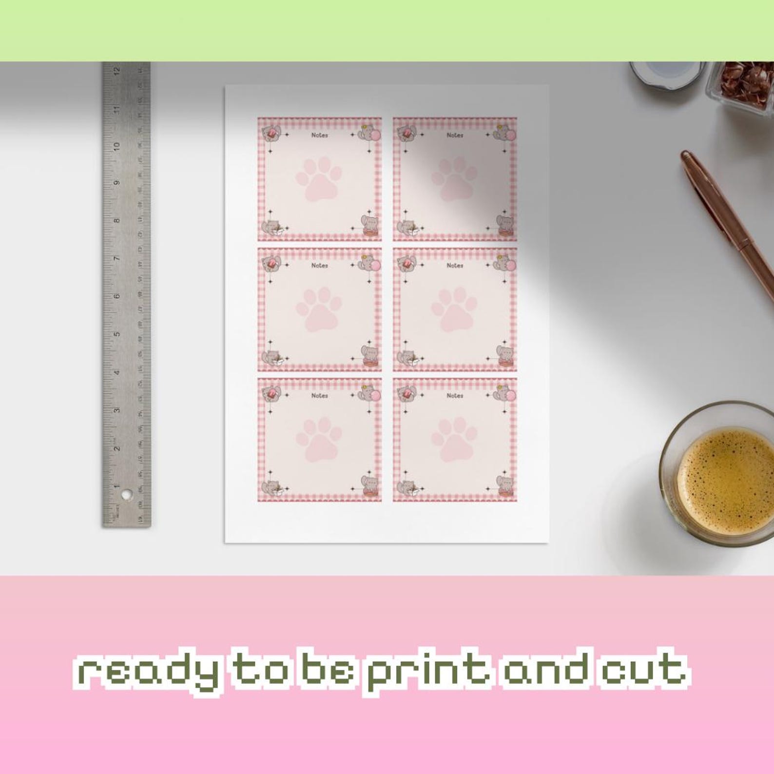 Cute Sticky Notes, Printable Kawaii Memo Pad With 10 Unique Designs ...
