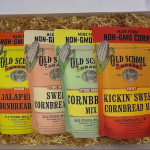 Cornbread Mix 4 Flavors Old School Mill Brand