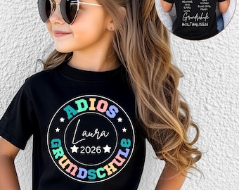 Grundschule Abschied 2026 T-Shirt Personalisiert Abschluss 4 Kasse Gruppen Design Grundschulzeit  Tschüss 4 Klasse Shirt Jungs Mädchen