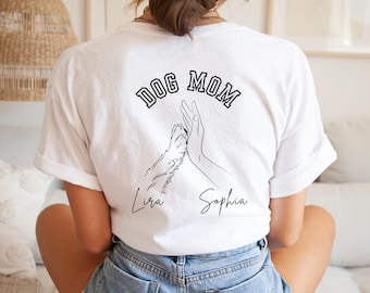 Personalisierter Hunde T-Shirt mit Hundename, Hundebesitzer Geschenk mit Name Haustier Liebhaber Hunde Mama Pulli Sweatshirt minimalistisch