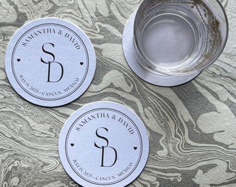 Benutzerdefinierte Monogramm Untersetzer - Hochzeitsuntersetzer, kundenspezifische Hochzeitsgeschenke, Tischdekoration, Hochzeitsuntersetzer mit Initialen, Getränkeuntersetzer