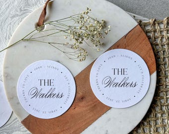 Personalized Wedding Coasters - Drink Coasters, Table Toppers, Pulpboard Coasters, Custom Wedding Favor, Paper Coasters