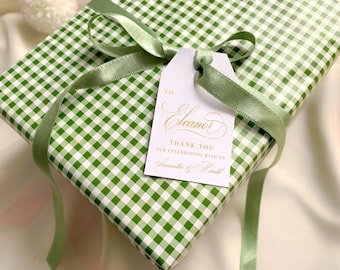 Benutzerdefinierte Papieranhänger - Geschenkanhänger für Gäste, personalisierte Tags, folienbedruckte Tags, Feiertagsgeschenkanhänger, weiße und goldene Geschenkanhänger