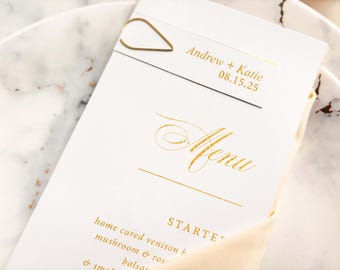 Custom Wedding Menu - Foil Printed Wedding Menu, Menu with Place Cards, Table Decor, Menu Template, Premium Paper Menu