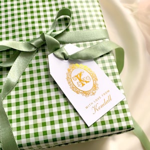Etichette regalo monogramma - Monogramma personalizzato, etichette regalo personalizzate, biglietti regalo personalizzati, etichette in lamina d'oro, bomboniere per gli ospiti