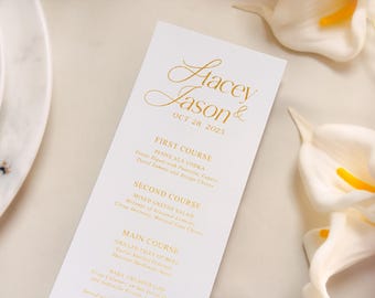 Gold Foil Printed Menu - Premium Paper Menu, Wedding Table Decor, Personalised Menu, Menu Template, Wedding Menu