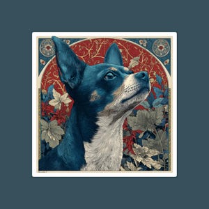 Artistic Dog Stickers, Pinscher Stickers, Chihuahua Stickers, Victorian Art, Unique Pet Decor, Laptop Accessories, Dog Lovers Gift, Dog Art